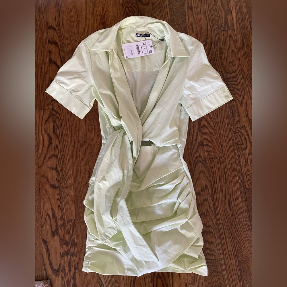 Zara Light Green Short Sleeve Dress